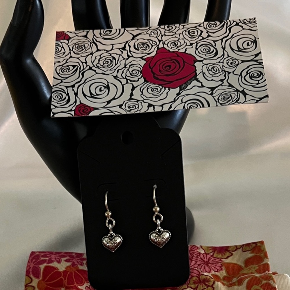 Brighton Mini French Wire Mini Silver Heart Earrings Retired